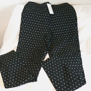 CHERIE trouseblack with white polka dots and long